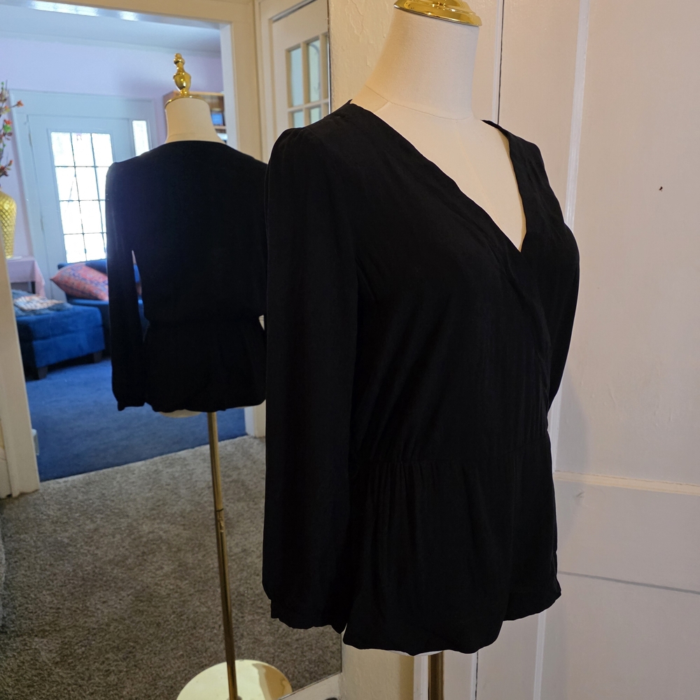 J. Crew Black V-Neck Blouse
